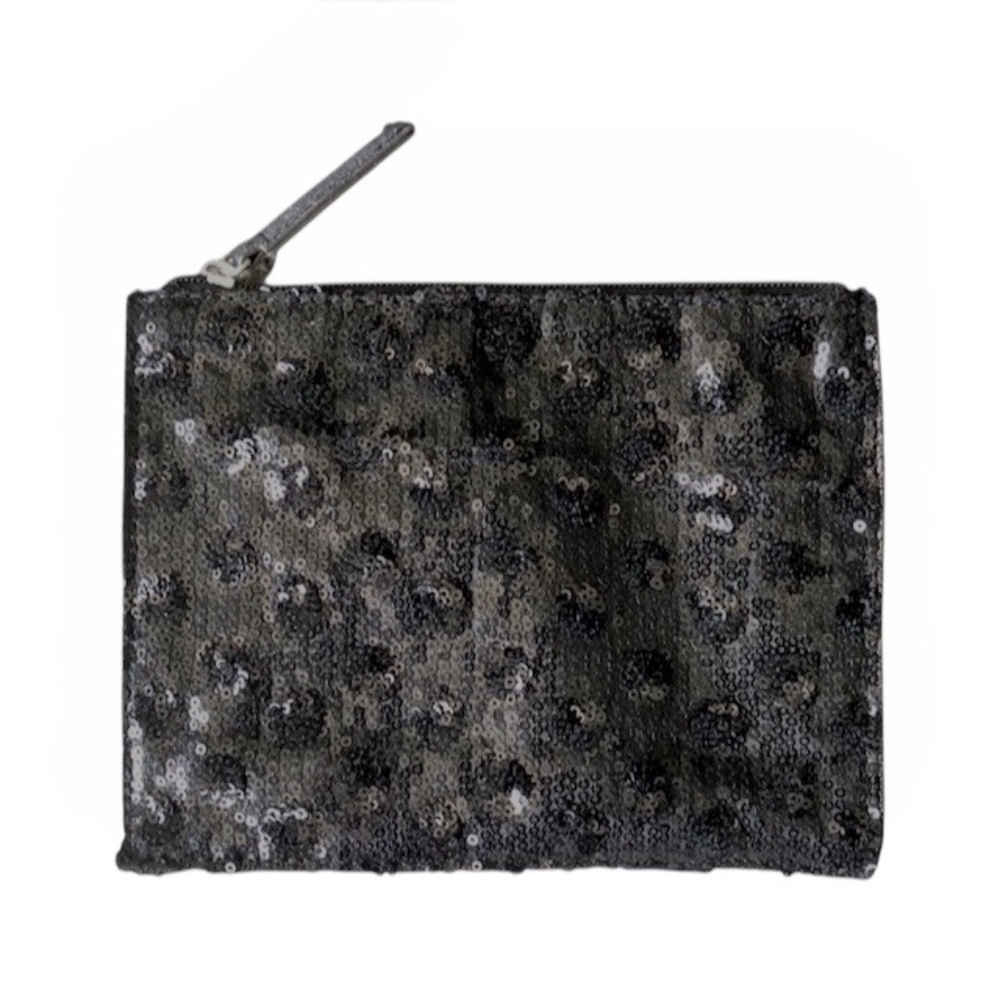 Live Love Loft Black Sequin Ploka Dot Clutch With Silver zip Size OS